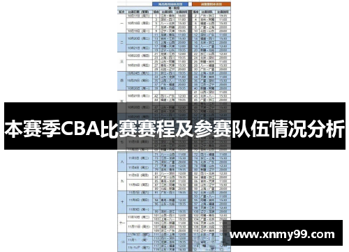 本赛季CBA比赛赛程及参赛队伍情况分析